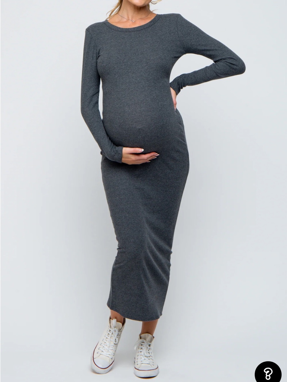Pinkblush Charcoal Gray Long Sleeve Maxi Dress